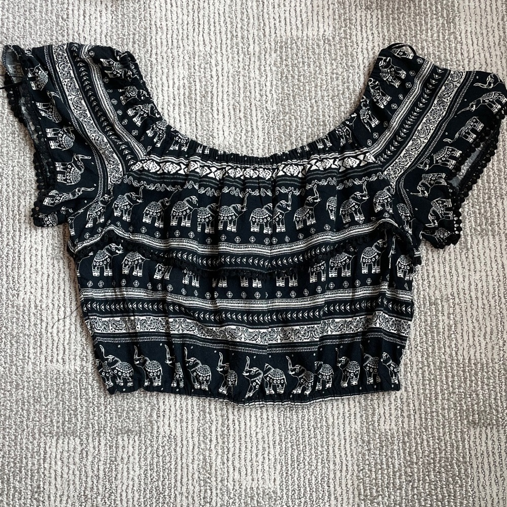 H&M x Coachella off-shoulder elephant crop top